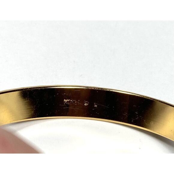 MONET Bracelet Bangle Edged Design Gold Tone 8” - Picture 8 of 8